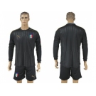Italy Blank Black Long Sleeves Goalkeeper Soccer Country Jersey