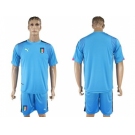 Italy Blank Blue Goalkeeper Soccer Country Jersey