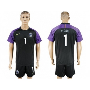 France #1 LLORIS Black Goalkeeper Soccer Country Jersey