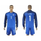 France #1 LLORIS Home Long Sleeves Soccer Country Jersey1