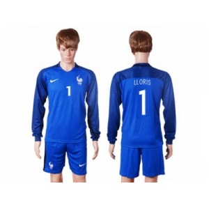 France #1 LLORIS Home Long Sleeves Soccer Country Jersey