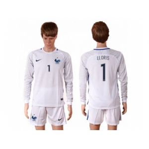France #1 LLORIS White Goalkeeper Long Sleeves Soccer Country Jersey1