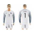 France #1 LLORIS White Goalkeeper Long Sleeves Soccer Country Jersey