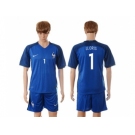 France #1 Lloris Blue Soccer Country Jersey