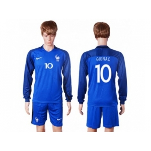 France #10 Gignac Home Long Sleeves Soccer Country Jersey