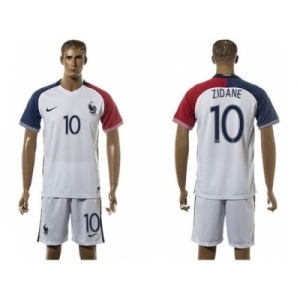 France #10 Zidane Away Soccer Country Jersey1