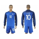 France #10 Zidane Home Long Sleeves Soccer Country Jersey