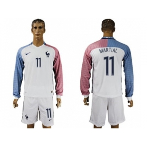 France #11 Martial Away Long Sleeves Soccer Country Jersey
