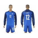 France #12 Henry Home Long Sleeves Soccer Country Jersey