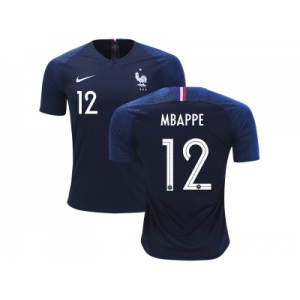 France #12 Mbappe Home Soccer Country Jersey