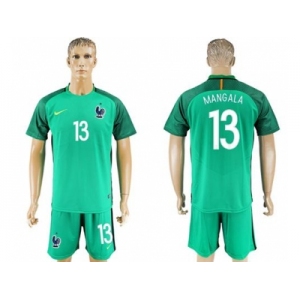 France #13 Mangala Green Goalkeeper Soccer Country Jersey