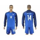 France #14 Matuidi Home Long Sleeves Soccer Country Jersey