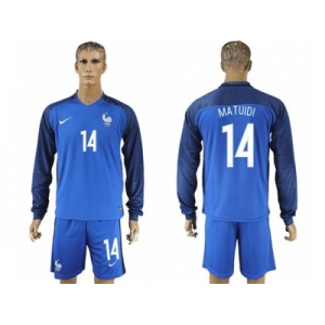 France #14 Matuidi Home Long Sleeves Soccer Country Jersey