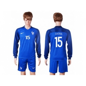 France #15 Sagna Home Long Sleeves Soccer Country Jersey