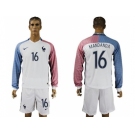France #16 Mandanda Away Long Sleeves Soccer Country Jersey