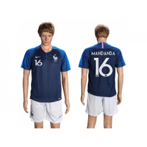 France #16 Mandanda Home Soccer Country Jersey