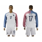 France #17 Digne Away Long Sleeves Soccer Country Jersey