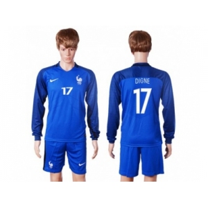 France #17 Digne Home Long Sleeves Soccer Country Jersey