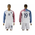 France #19 Pogba Away Long Sleeves Soccer Country Jersey