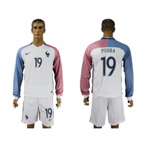 France #19 Pogba Away Long Sleeves Soccer Country Jersey