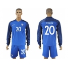 France #20 Coman Home Long Sleeves Soccer Country Jersey