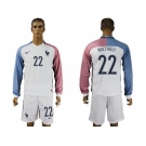France #22 Mathieu Away Long Sleeves Soccer Country Jersey