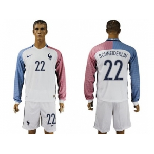 France #22 Schneiderlin Away Long Sleeves Soccer Country Jersey