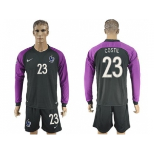 France #23 Costil Black Goalkeeper Long Sleeves Soccer Country Jersey