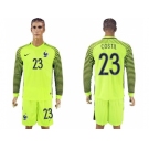 France #23 Costil Green Long Sleeves Goalkeeper Soccer Country Jersey