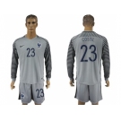 France #23 Costil Grey Goalkeeper Long Sleeves Soccer Country Jersey