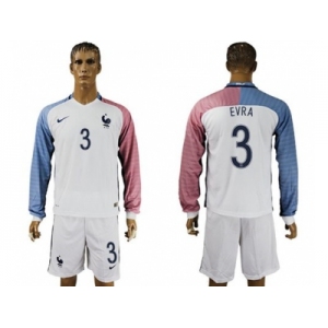 France #3 Evra Away Long Sleeves Soccer Country Jersey