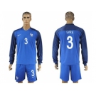 France #3 Evra Home Long Sleeves Soccer Country Jersey1