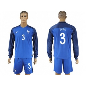 France #3 Evra Home Long Sleeves Soccer Country Jersey1