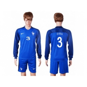 France #3 Evra Home Long Sleeves Soccer Country Jersey