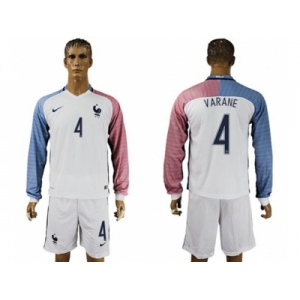 France #4 Varane Away Long Sleeves Soccer Country Jersey