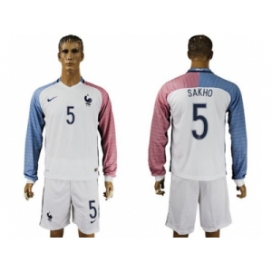 France #5 Sakho Away Long Sleeves Soccer Country Jersey