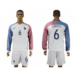 France #6 Cabaye Away Long Sleeves Soccer Country Jersey