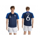 France #6 Pogba Home Soccer Country Jersey