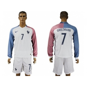 France #7 Griezmann Away Long Sleeves Soccer Country Jersey