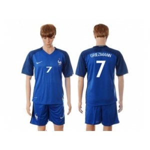 France #7 Griezmann Blue Soccer Country Jersey