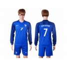 France #7 Griezmann Home Long Sleeves Soccer Country Jersey