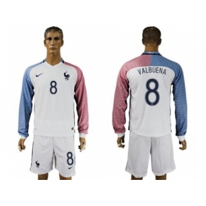 France #8 Valbuena Away Long Sleeves Soccer Country Jersey