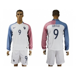 France #9 Giroud Away Long Sleeves Soccer Country Jersey