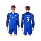 France #9 Giroud Home Long Sleeves Soccer Country Jersey
