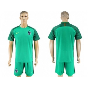 France Blank Green Goalkeeper Soccer Country Jersey