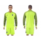 France Blank Green Long Sleeves Goalkeeper Soccer Country Jersey