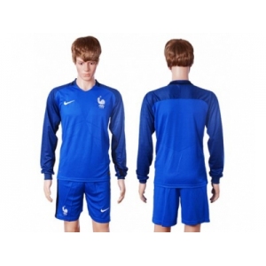 France Blank Home Long Sleeves Soccer Country Jersey