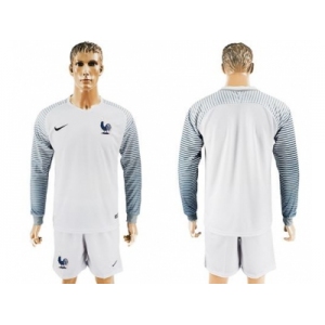 France Blank White Goalkeeper Long Sleeves Soccer Country Jersey