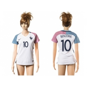 Women France #10 Benzema Away Away Soccer Country Jersey