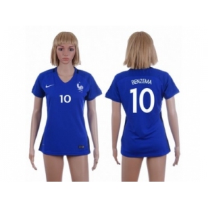 Women France #10 Benzema Home Soccer Country Jersey1